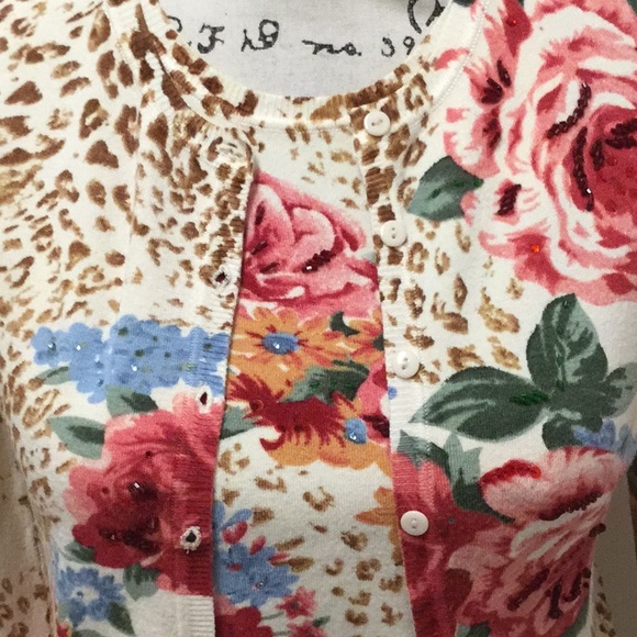 Ivory and brown animal print twin set - Picture 2 of 7